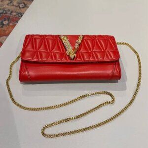N16 Slightly Used Versace Red Daily & Party Chain Bag 23CM